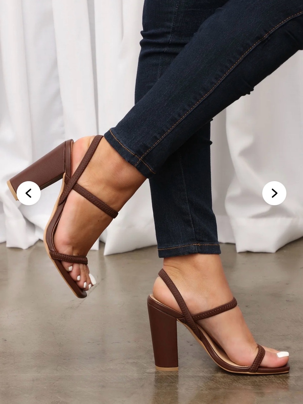 New Women’s Brown Strappy Block Heel Sandals
